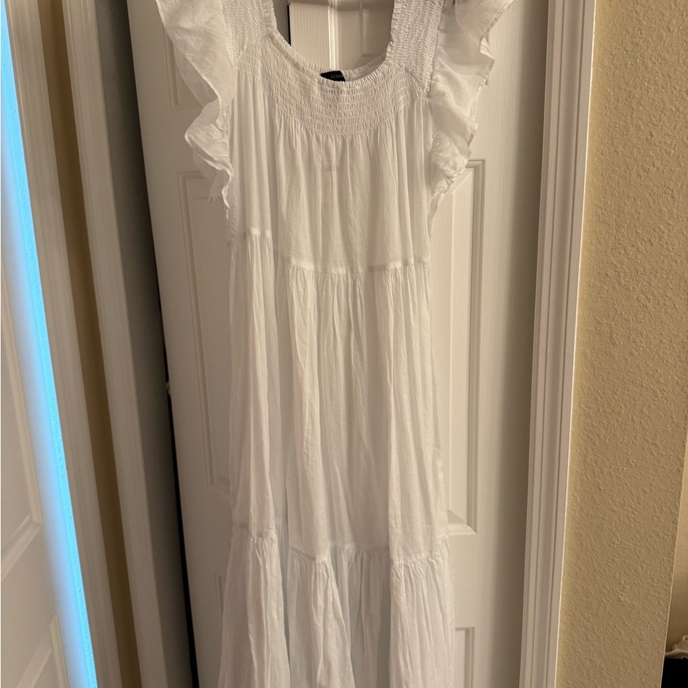 NWT J. Crew White Ruffled Maxi Dress